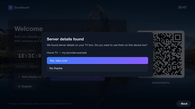 Server details found: take over?