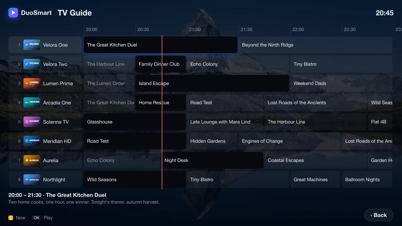 The TV guide with programmes from 20:00 to 23:00
