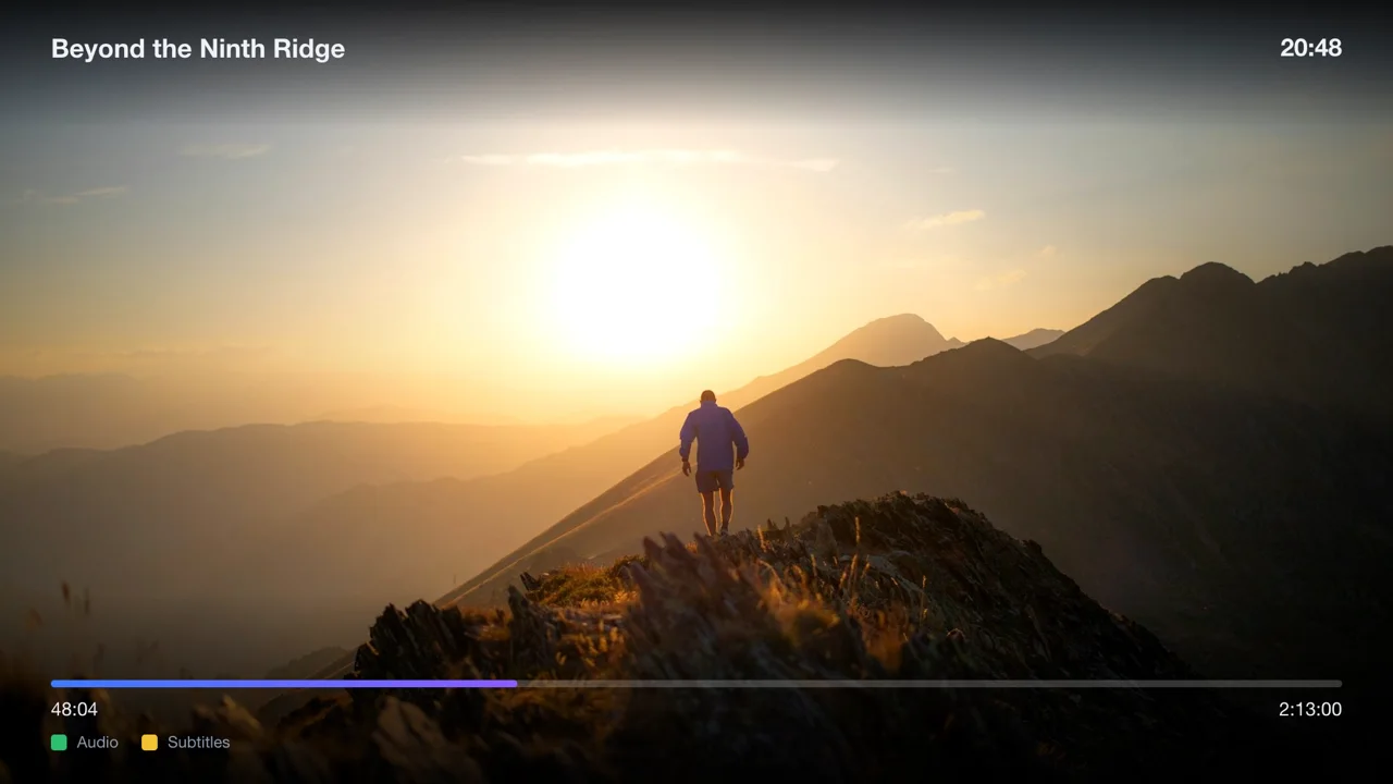 The movie player with audio and subtitle choice on an iPhone